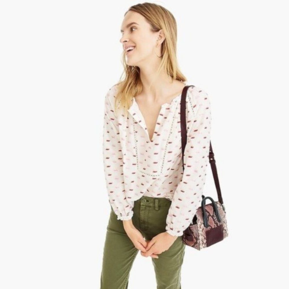 J. Crew Point Sur Ruffle Neck Metallic Top - Picture 2 of 8